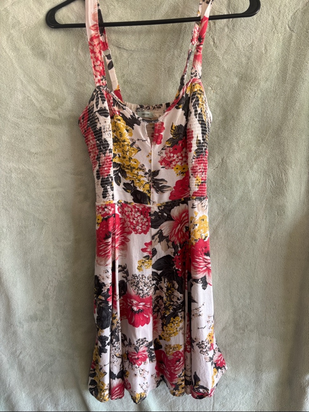 Kimchi Blue White Mini Dress with Red and Yellow Floral Print